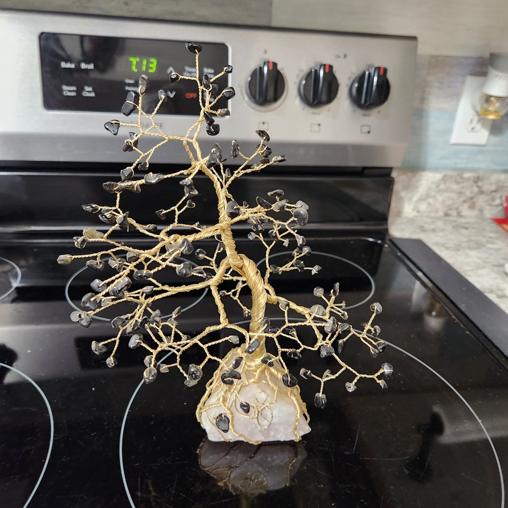 Gold Wire Gemstone Tree Sculpture - Picture 4 of 8